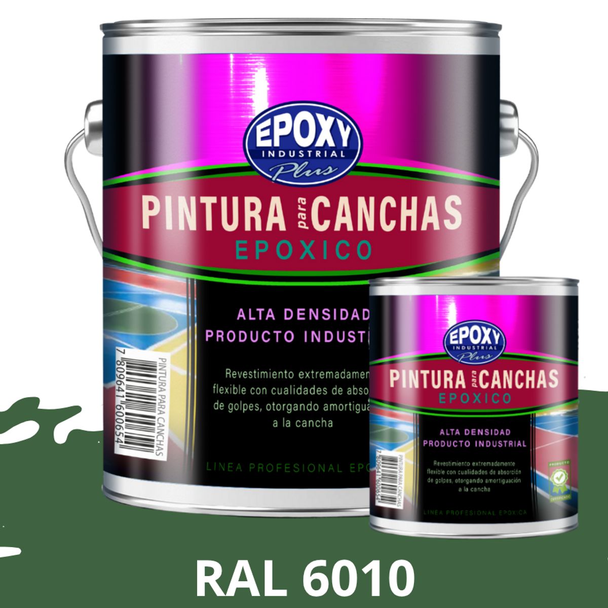 EPOXY - PINTURA EPÓXICA 2K CANCHAS DEPORTIVAS - KIT GALON RAL 6010