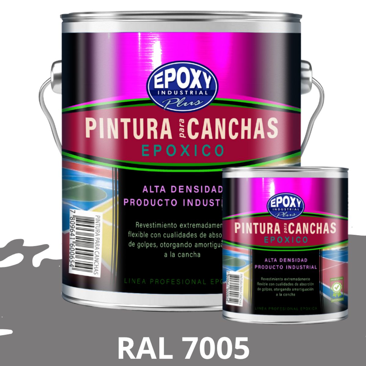 EPOXY - PINTURA EPÓXICA 2K CANCHAS DEPORTIVAS - KIT GALON RAL 7005