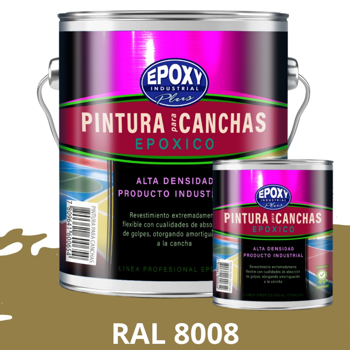 EPOXY - PINTURA EPÓXICA 2K CANCHAS DEPORTIVAS - KIT GALON RAL 8008