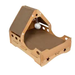 SUKEA - Casa Cama Rascador Para Gatos De Cartón Con Diseño De Madera