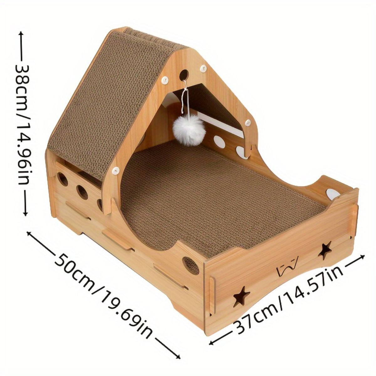 SUKEA - Casa Cama Rascador Para Gatos De Cartón Con Diseño De Madera