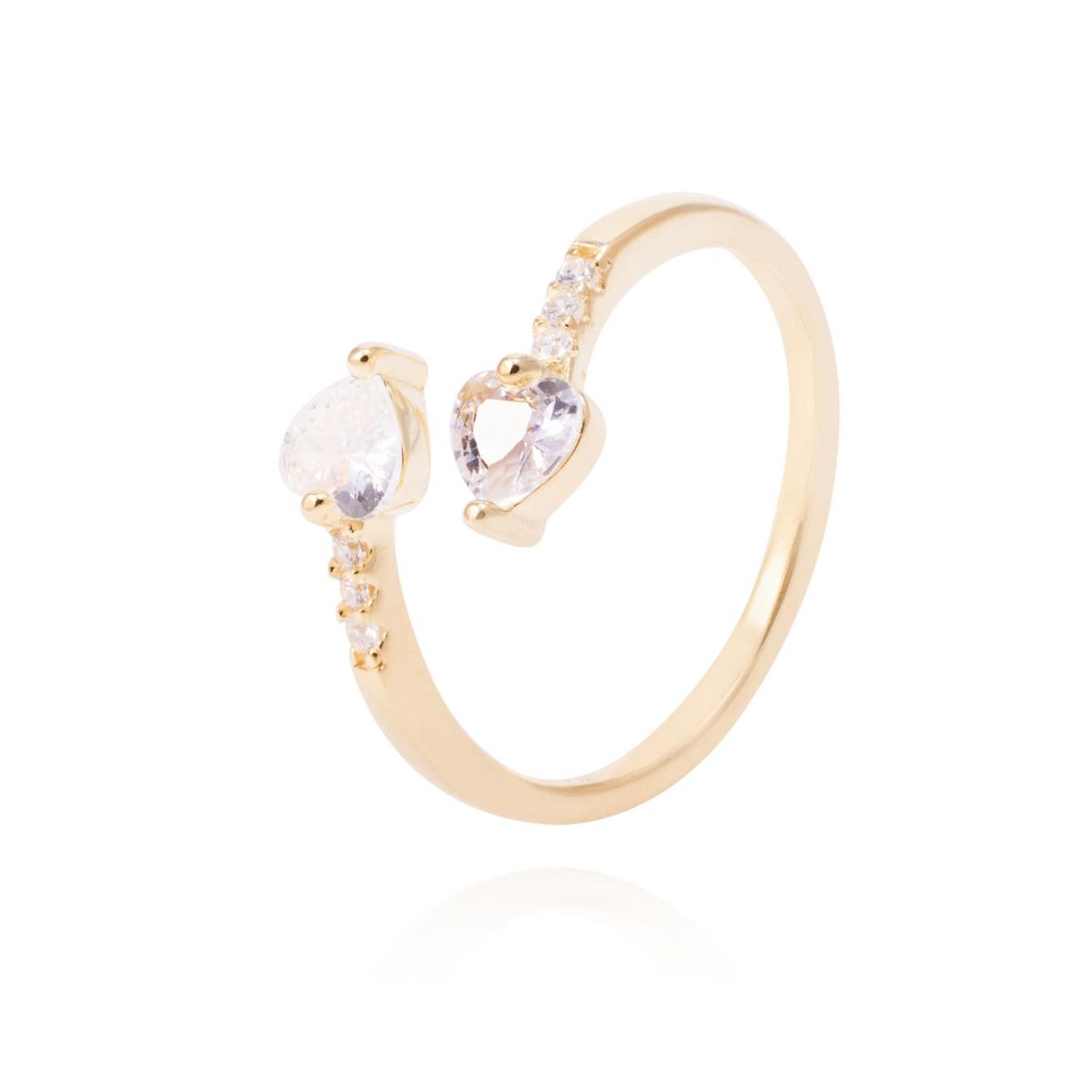 JB JOYAS BARON - Anillo Revestido en Oro 18kt Tu y Yo con Circones