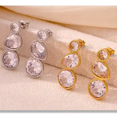 LUX JOYAS - Aros Baño Oro Blanco 18k Destellos De Luz