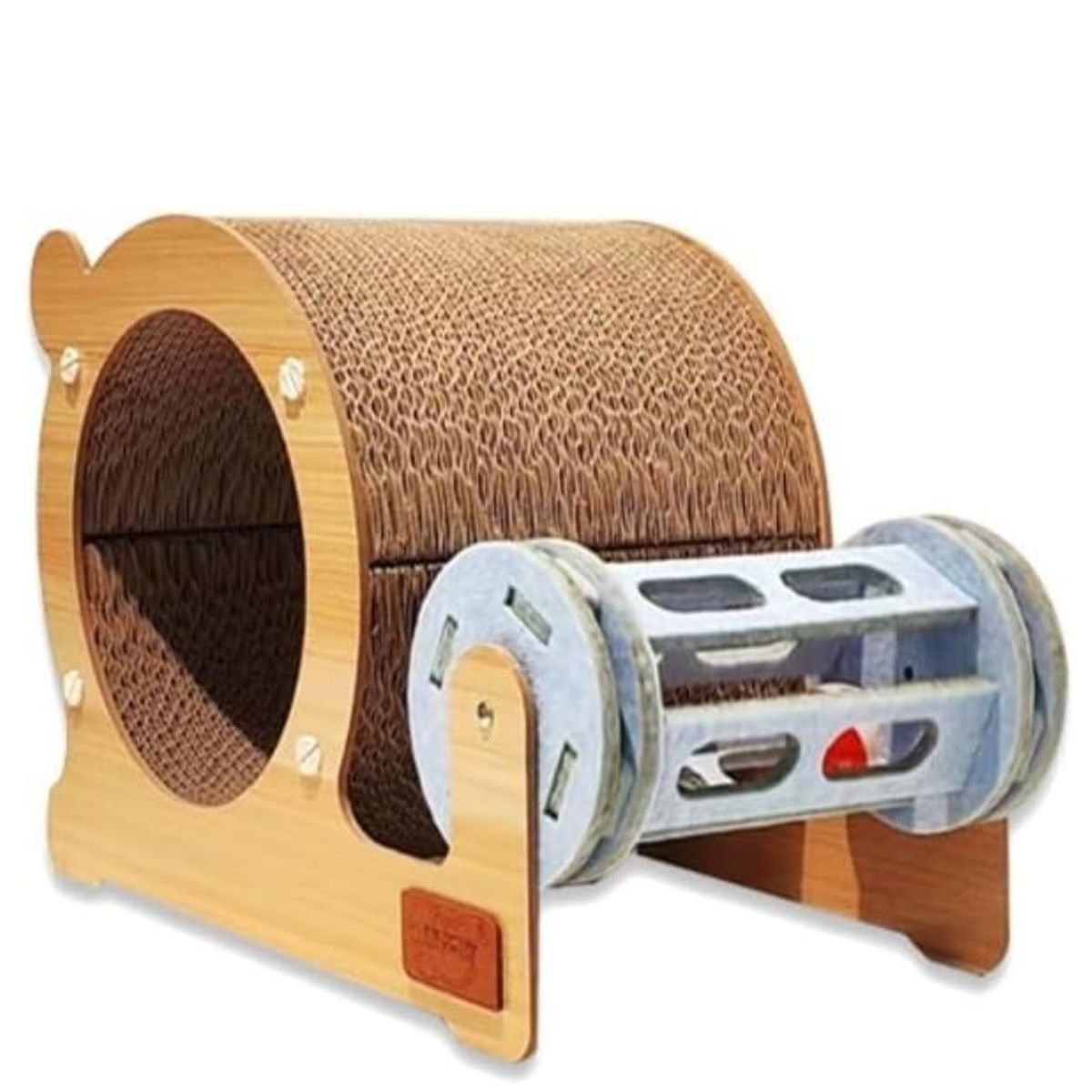 SUKEA - Rascador Para Gatos Con Forma De Rueda Y Túnel Madera