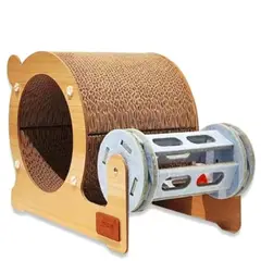 SUKEA - Rascador Para Gatos Con Forma De Rueda Y Túnel Madera