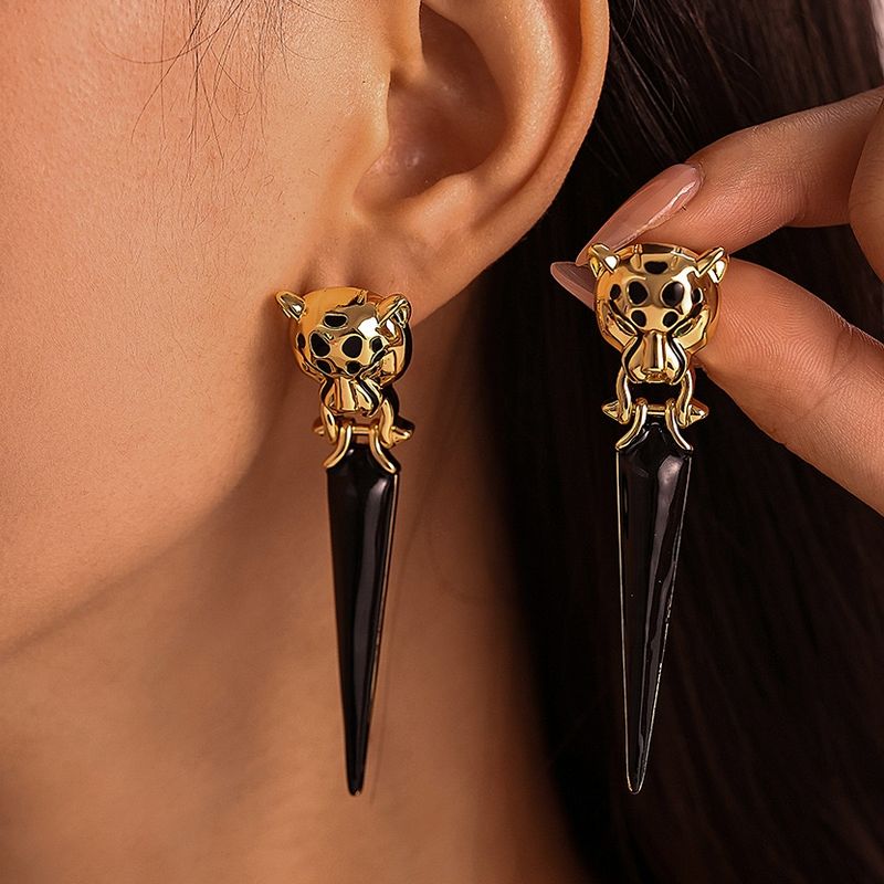 LUX JOYAS - Aros Baño Oro Amarillo 18k Jaguar Resin Negro