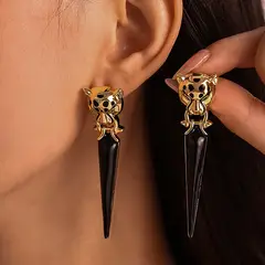 LUX JOYAS - Aros Baño Oro Amarillo 18k Jaguar Resin Negro