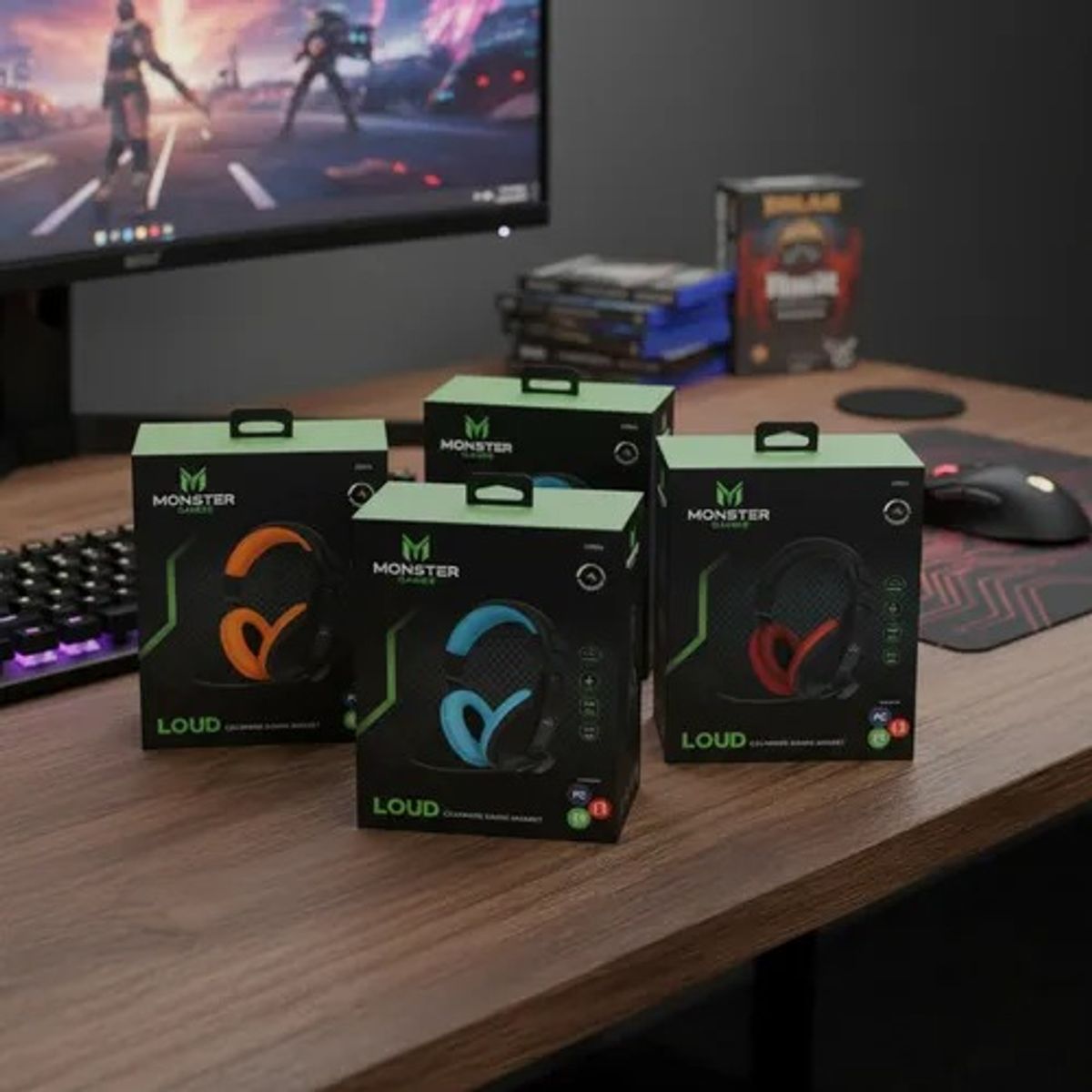 MONSTER GAMES - Kit 4 Audífonos Monster Games Loud 550