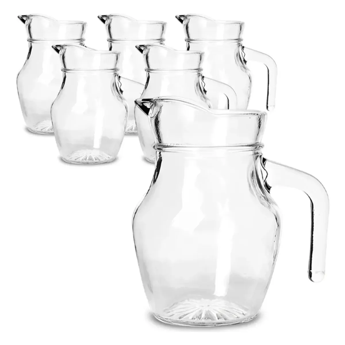 GENERICO - Pack de 6 Jarros Lorito 500 Ml De Vidrio Transparente