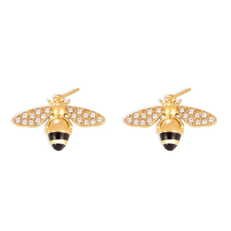 LUX JOYAS - Aros Baño Oro Amarillo 18k Abeja Brillitos