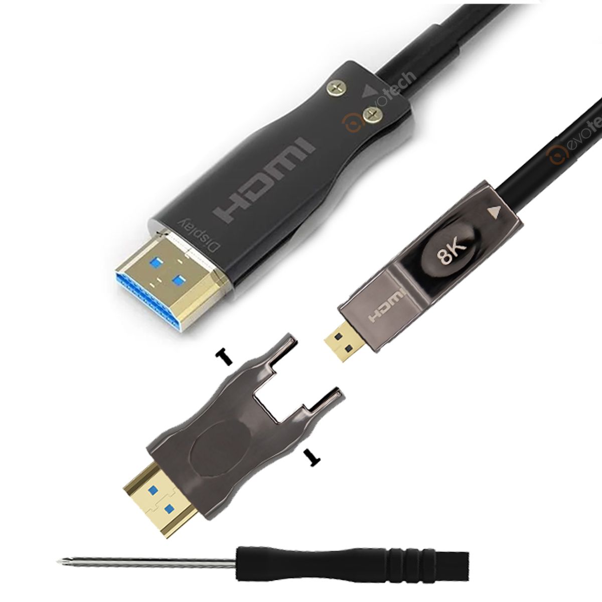 GENERICO - CABLE HDMI 2.1 FIBRA OPTICA 40 METROS 48Gbps 8K@60Hz, CONECTOR DESMONTABLE
