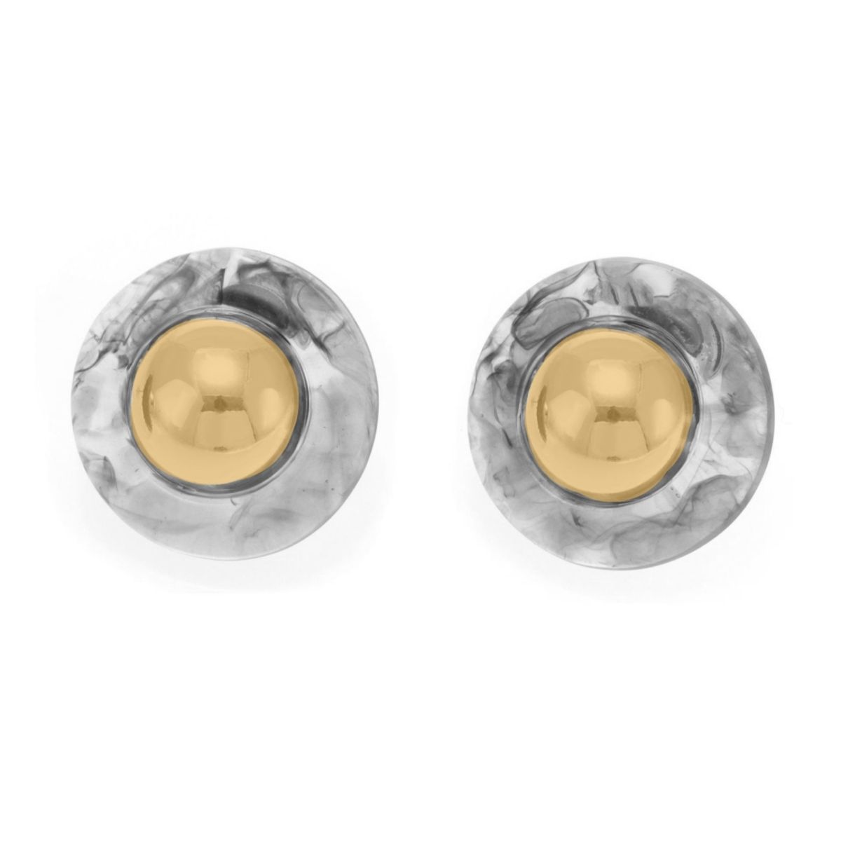 LUX JOYAS - Aros Baño Oro Amarillo 18k Resina Acuarela Negra