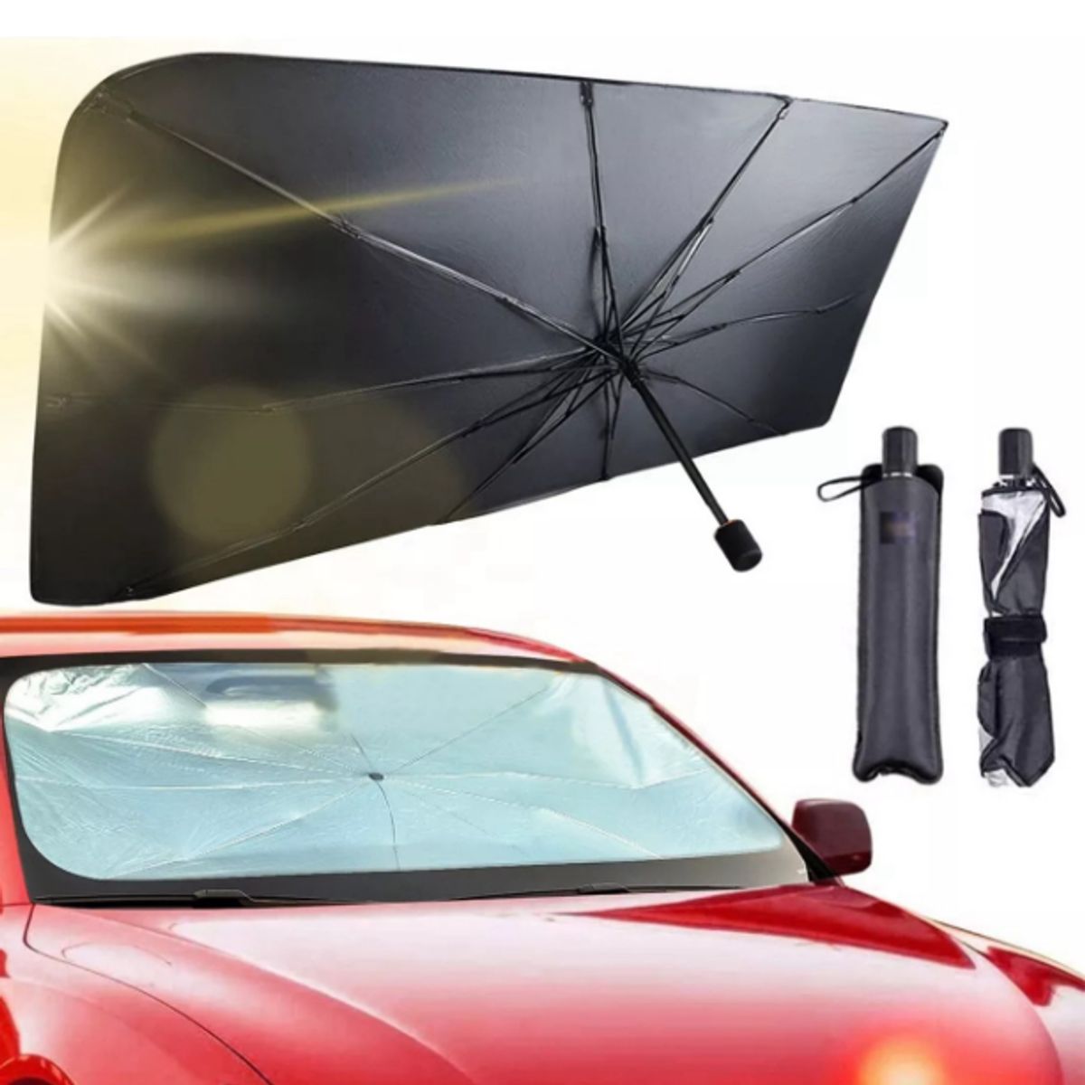 GENERICO - Sombrilla Tipo Paraguas Plegable Para Parabrisas Auto UV