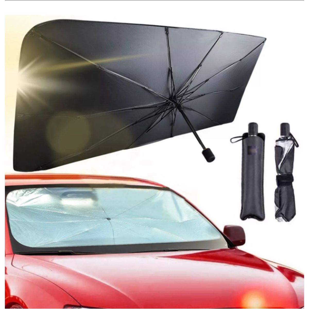 GENERICO - Sombrilla Tipo Paraguas Plegable Para Parabrisas Auto UV