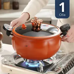 LINE - Olla De Micro Presión De Calabaza Antiadherente 7 Litros Color Naranja