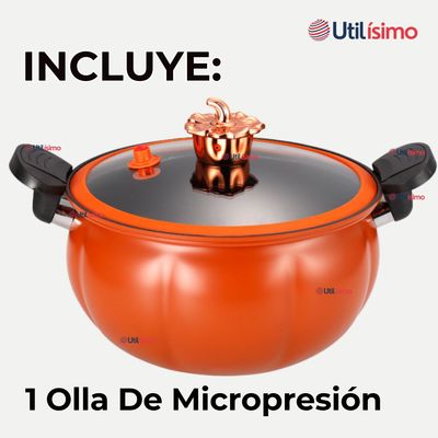 Imagen 2 del producto Olla De Micro Presión De Calabaza Antiadherente 7 Litros Color Naranja