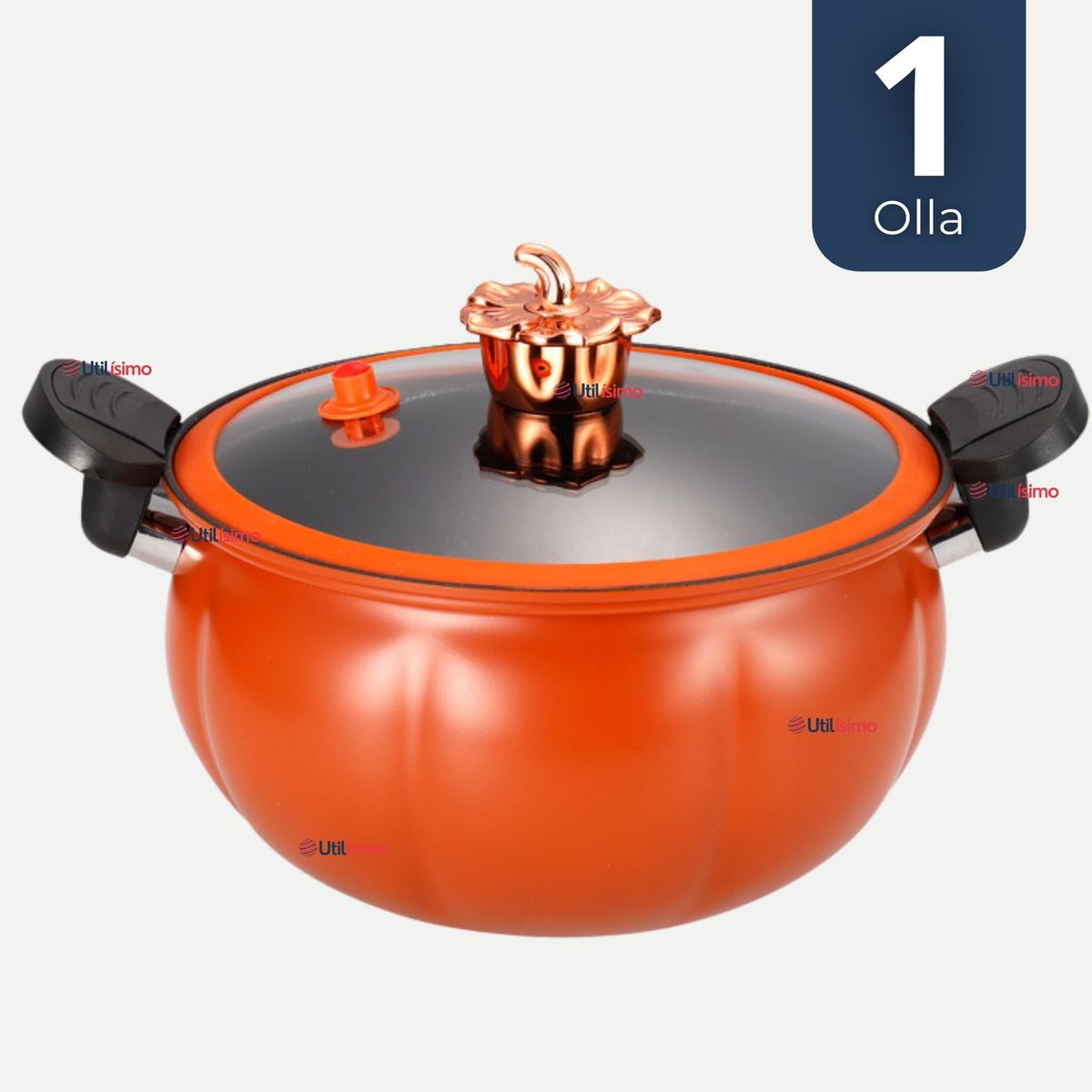 LINE - Olla De Micro Presión De Calabaza Antiadherente 7 Litros Color Naranja