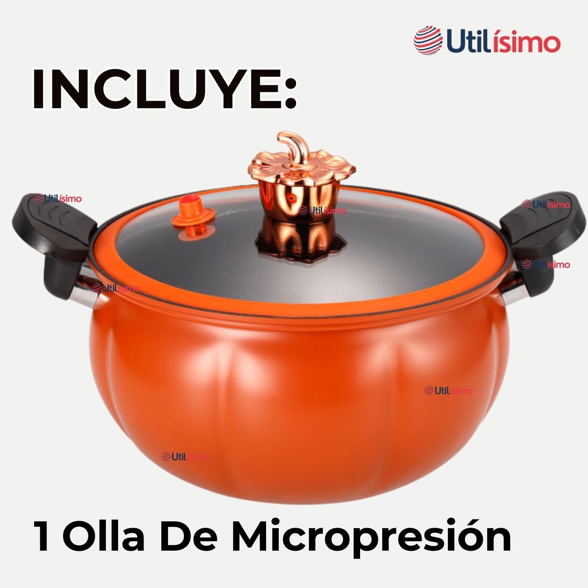 LINE - Olla De Micro Presión De Calabaza Antiadherente 7 Litros Color Naranja