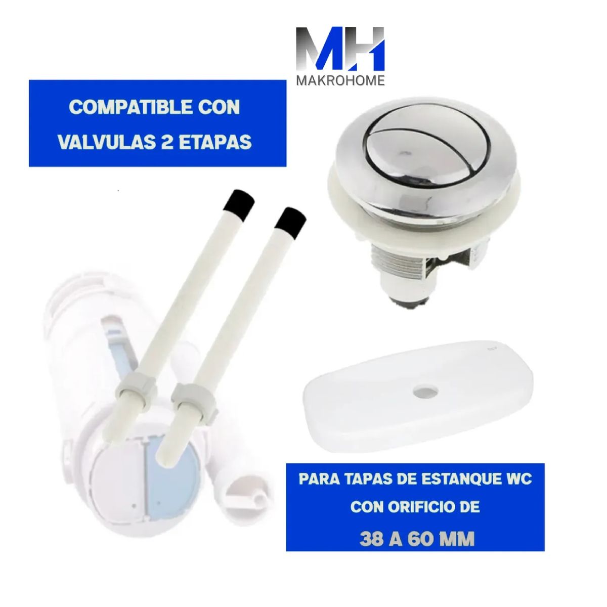 GENERICO - Boton De Estanque Dual Flush Redondo Universal Aquakit