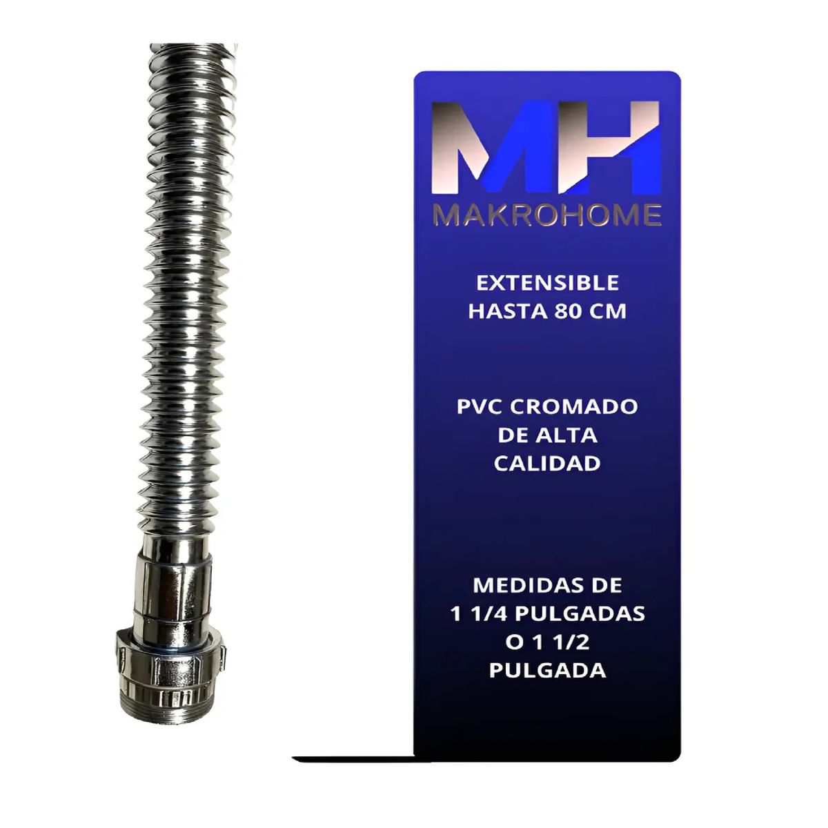 GENERICO - Alargador Sifon Acordeon Universal 1 un cuarto  Y 1 Media Cromado