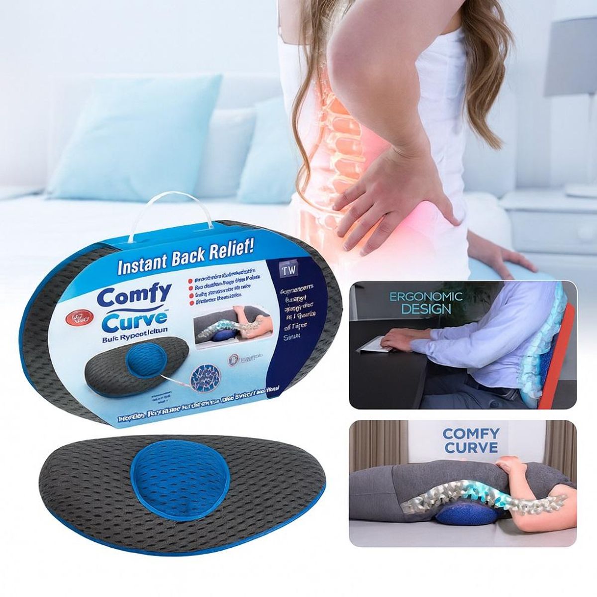 GENERICO - Almohada De Apoyo Lumbar Y Espalda Alivia Dolor Viscoelastica