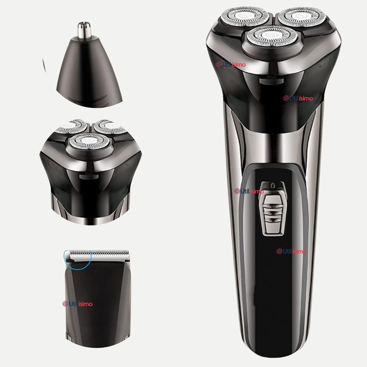 NEW LINE - Máquina de Afeitar 3 en 1 Recargable Inalámbrica USB Color Plateada