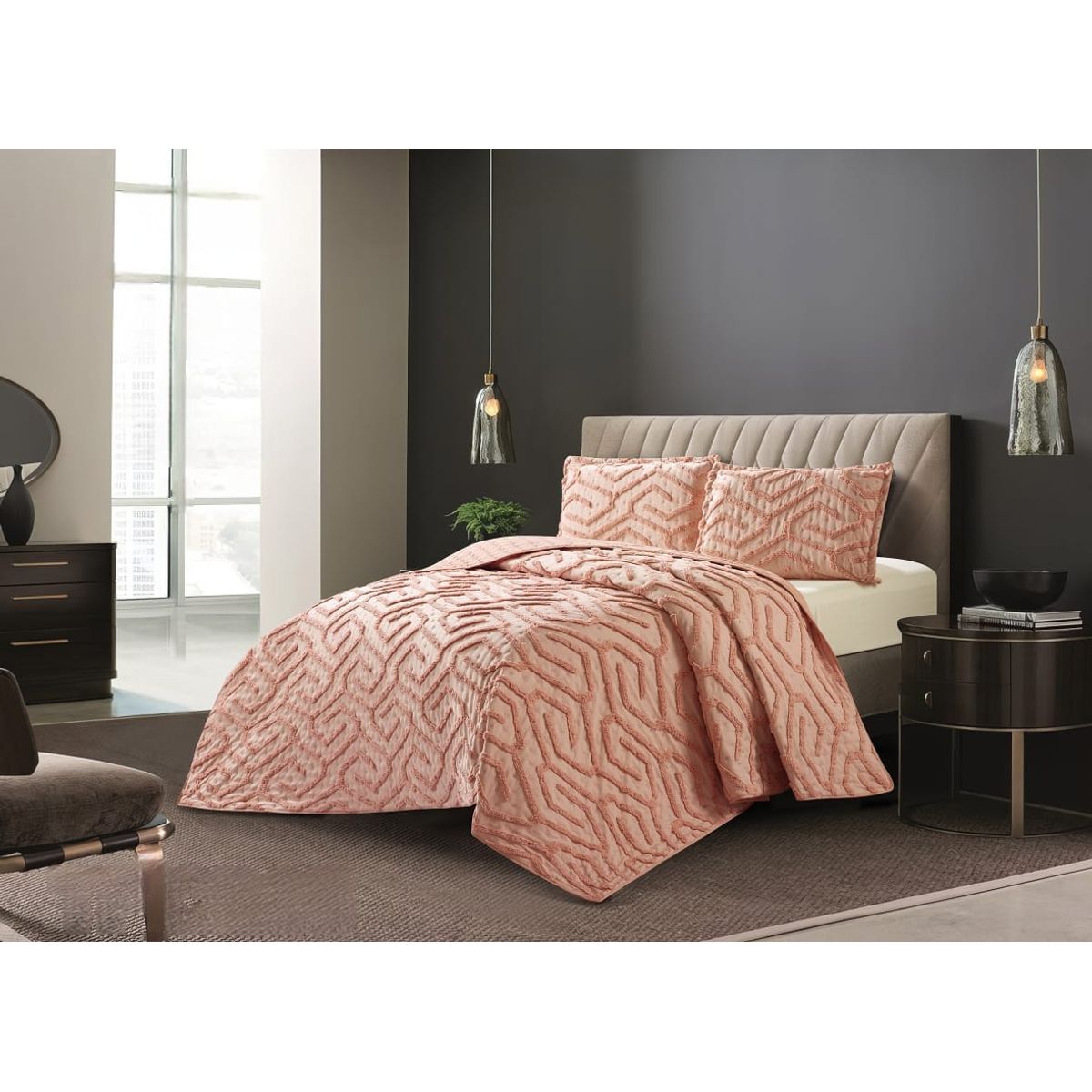 GENERICO - Cobertores Quilts Verano con Bordados en alto relieve técnica Tufting