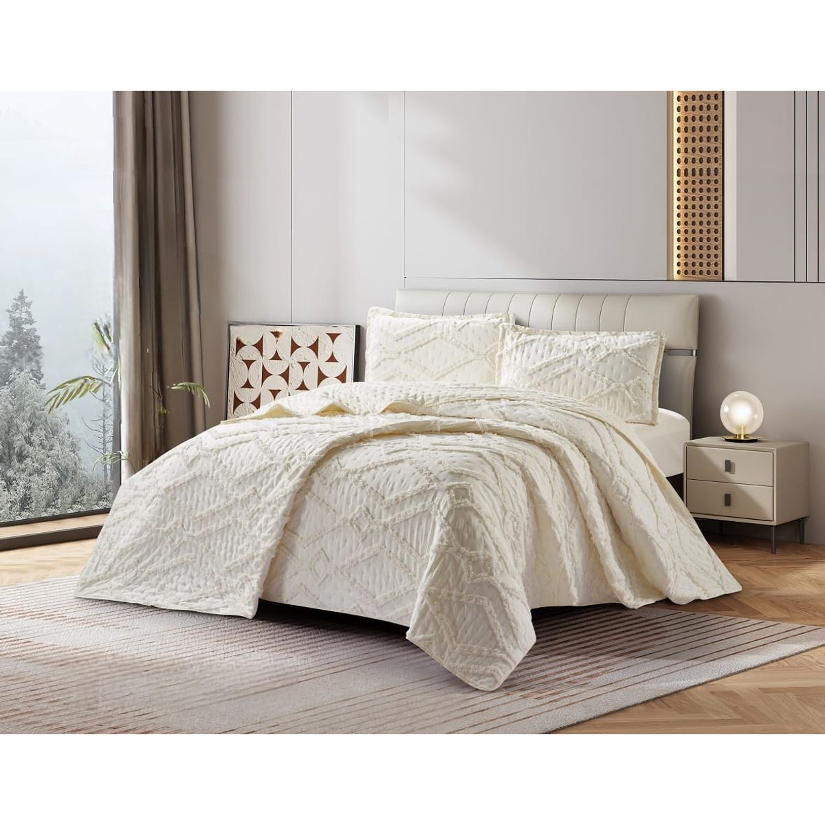 GENERICO - Cobertores Quilts Verano con Bordados en alto relieve técnica Tufting