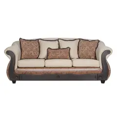 BLACK FACTORY - Sofá 3 Cuerpos Ashly Beige Terracota