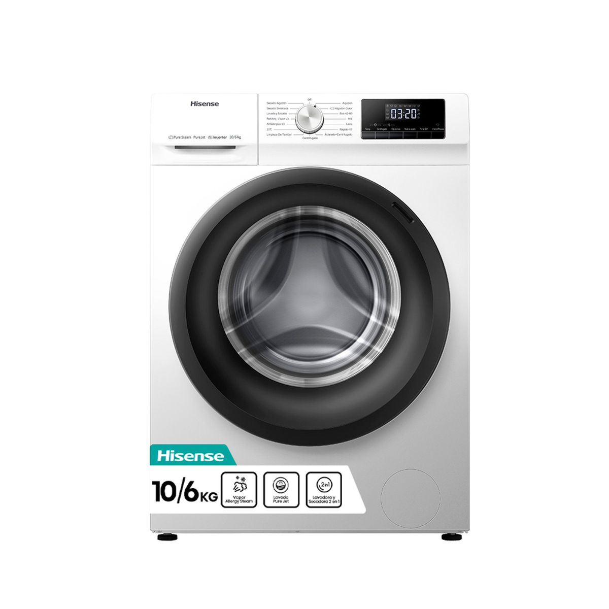 HISENSE - Lavadora Secadora Carga Frontal 106KG WD3Q1042BW