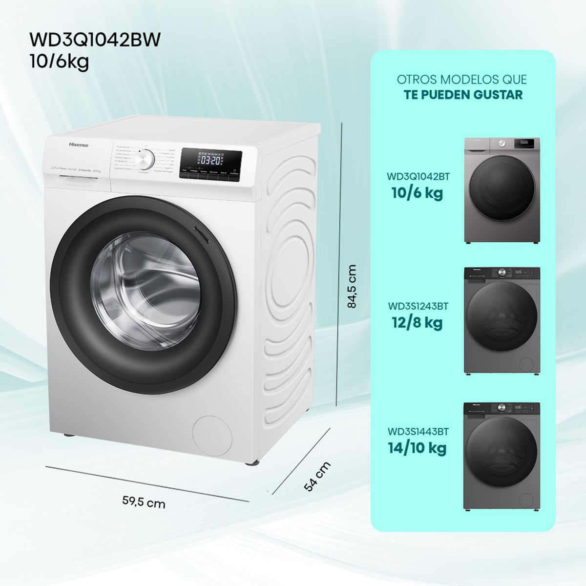 HISENSE - Lavadora Secadora Carga Frontal 106KG WD3Q1042BW