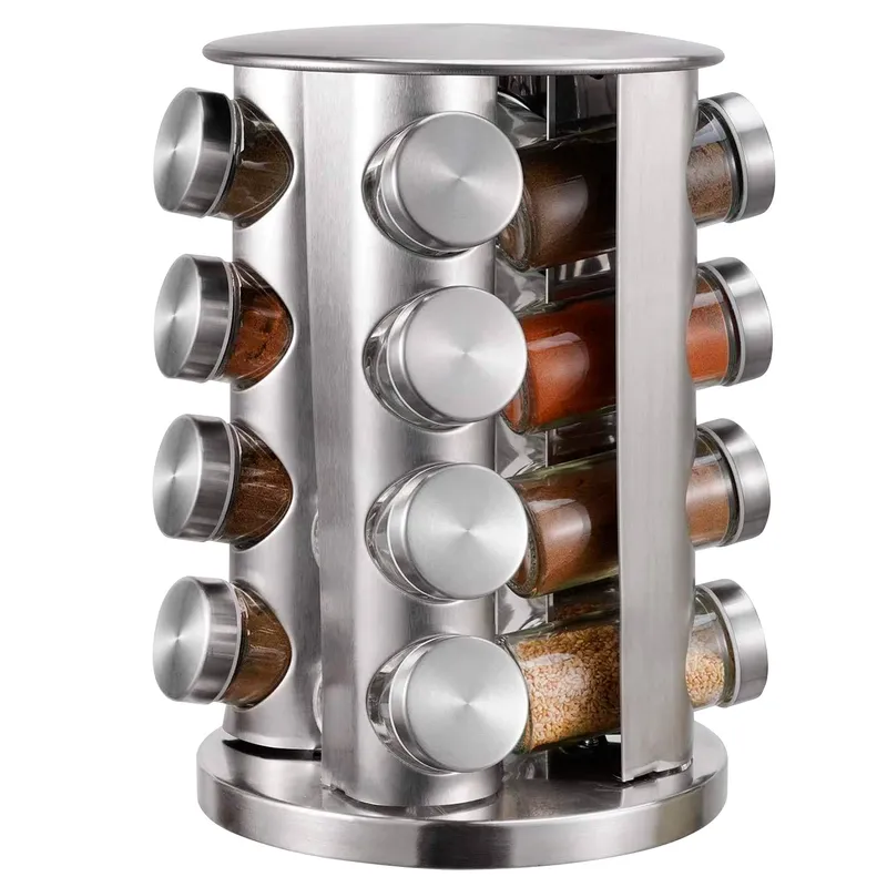 CROIX - Set de 16 Especieros Croix Base Giratoria Acero Inoxidable