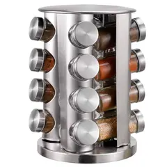 CROIX - Set de 16 Especieros Base Giratoria Acero Inoxidable