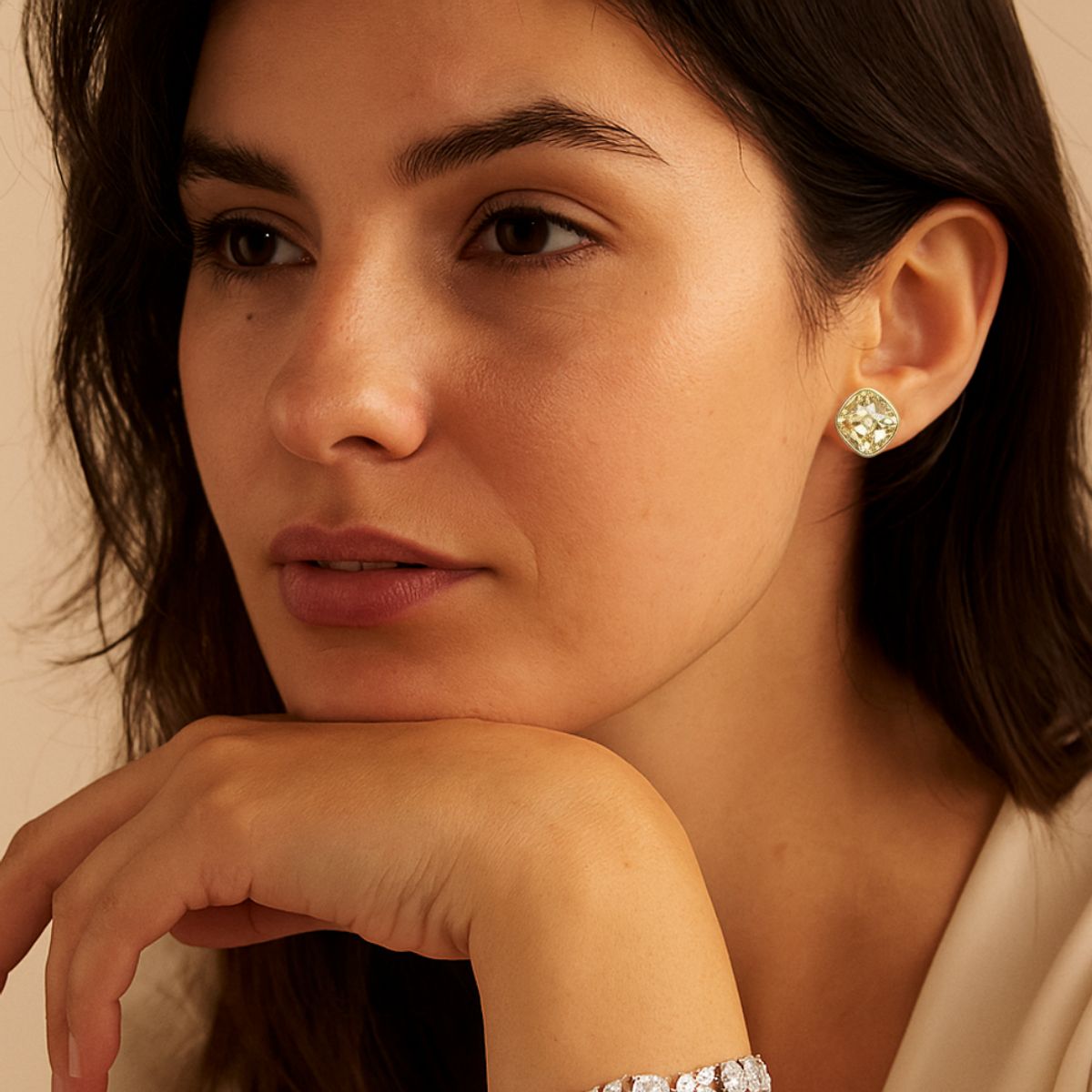 BLOOM CRYSTAL - Aros Dorados 12 mm con Cristal Golden Shadow