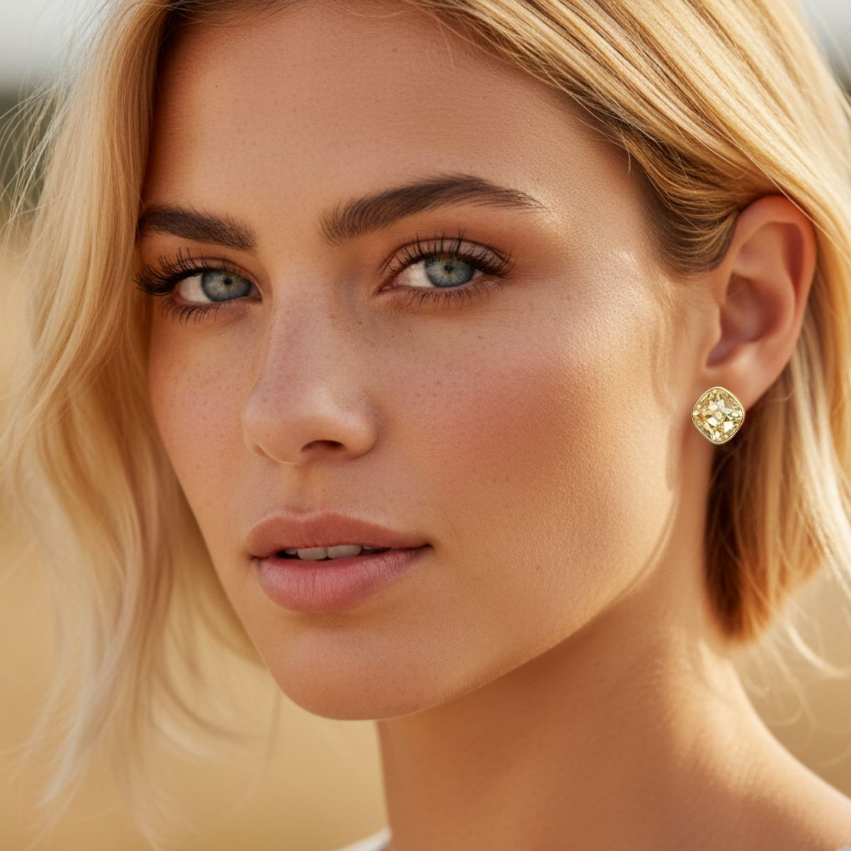 BLOOM CRYSTAL - Aros Dorados 12 mm con Cristal Golden Shadow