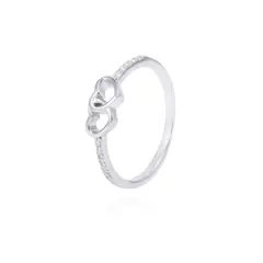 JB JOYAS BARON - Anillo Plata Esterlina Corazones Entrelazados con Circonita