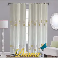 DIANA - CORTINA VISILLO TRANSLUCIDO BORDADO HOJA DORADA 2 PAÑOS 140X240CM