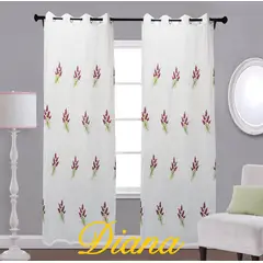 DIANA - CORTINA VISILLO TRANSLUCIDO BORDADO LAVANDA BURDEO 2 PAÑOS 140X240CM