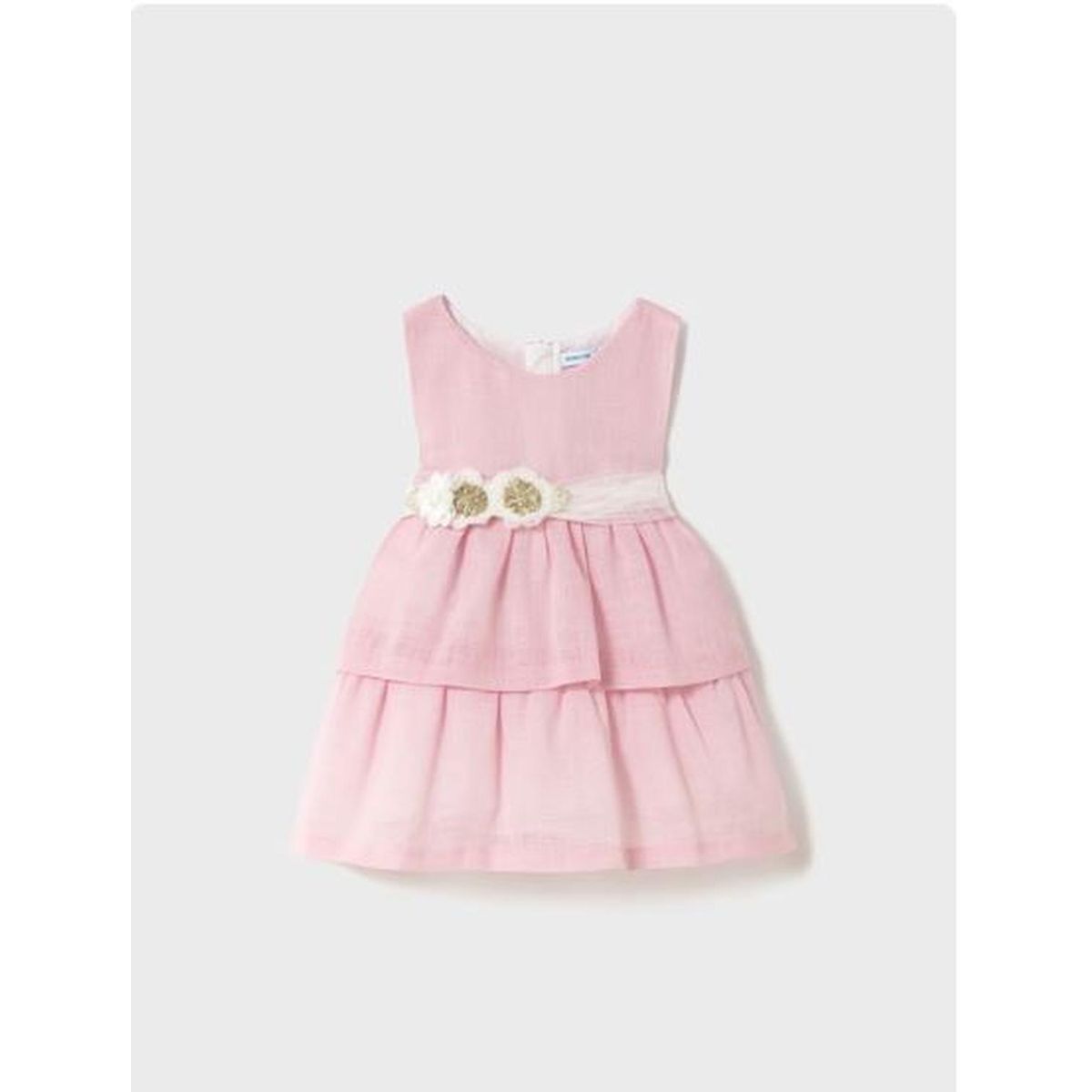 MAYORAL - Vestido con fajin simulado floral a la cintura para bebe niña
