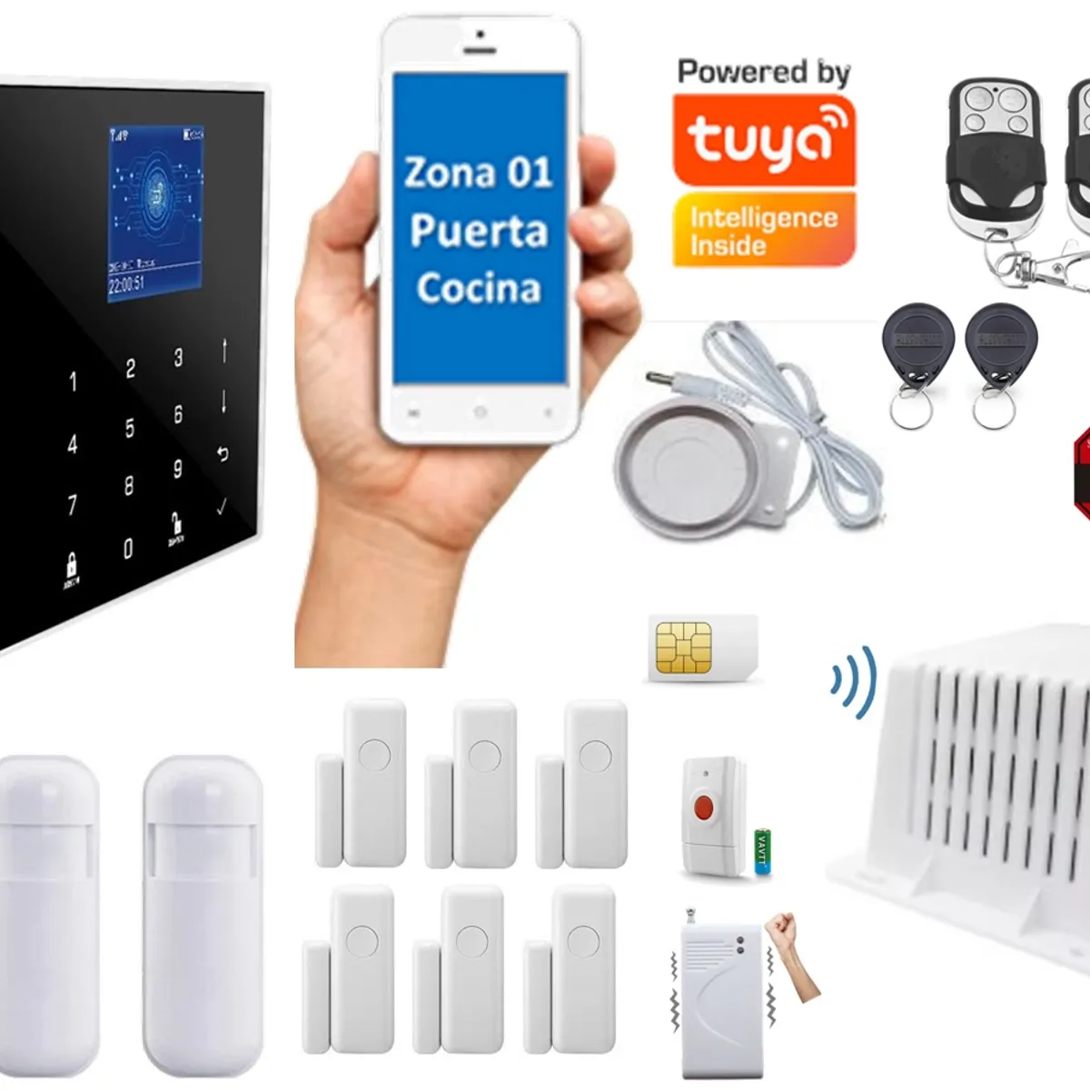 CASA TUYA - Alarma GSM 4gWIFI Google HomeAlexa Sirena 115db20w