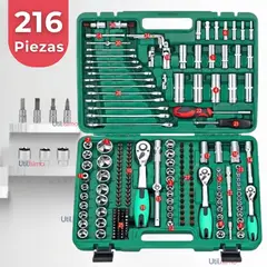 LINE - Set Caja De Herramientas 216 Piezas Dados Y Llaves Acero Cromo