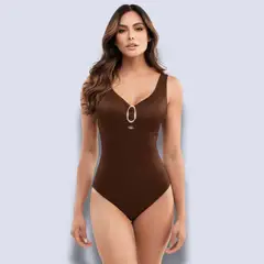 CHAMELA - Traje de Baño Mujer Entero Control de Abdomen Cafe 45055