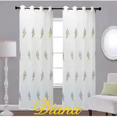 DIANA - CORTINA VISILLO TRANSLUCIDO BORDADO LAVANDA GRIS AZULADO 2 PAÑOS 140X240CM