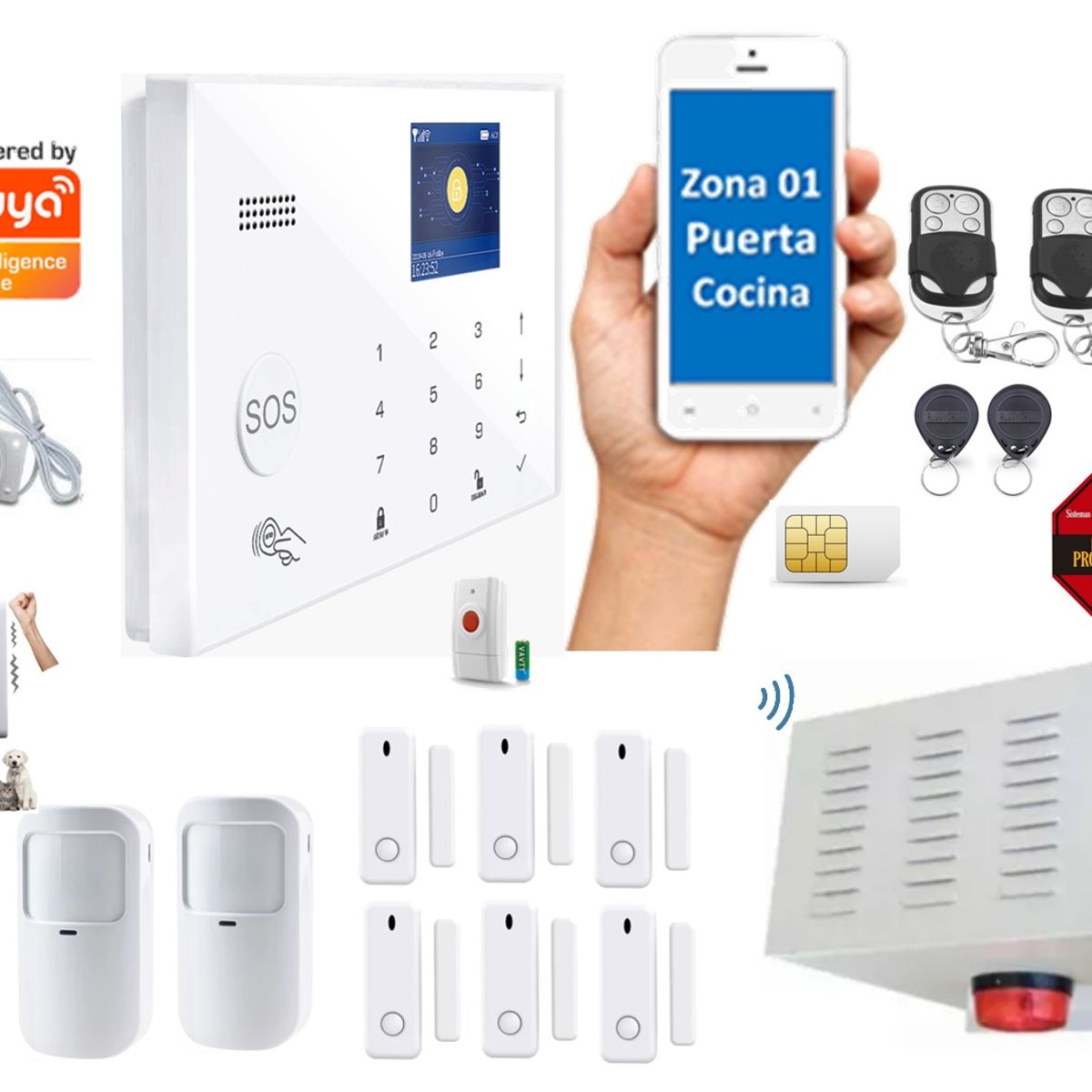 CASA TUYA - Alarma GSM 4gWIFI Google HomeAlexa Sirena 120db30w