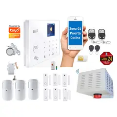 CASA TUYA - Alarma GSM 4gWIFI Google HomeAlexa Sirena 120db30w