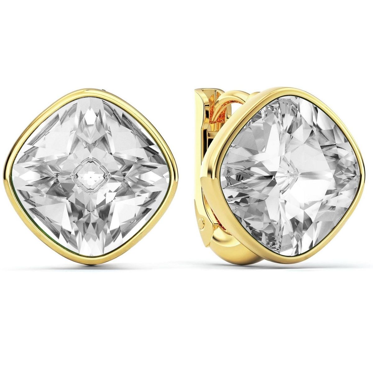 BLOOM CRYSTAL - Aros Cushion Oro 12 mm con Cristales de Austria – Aros Mujer Hipoalergénicos - Cyber Bloom