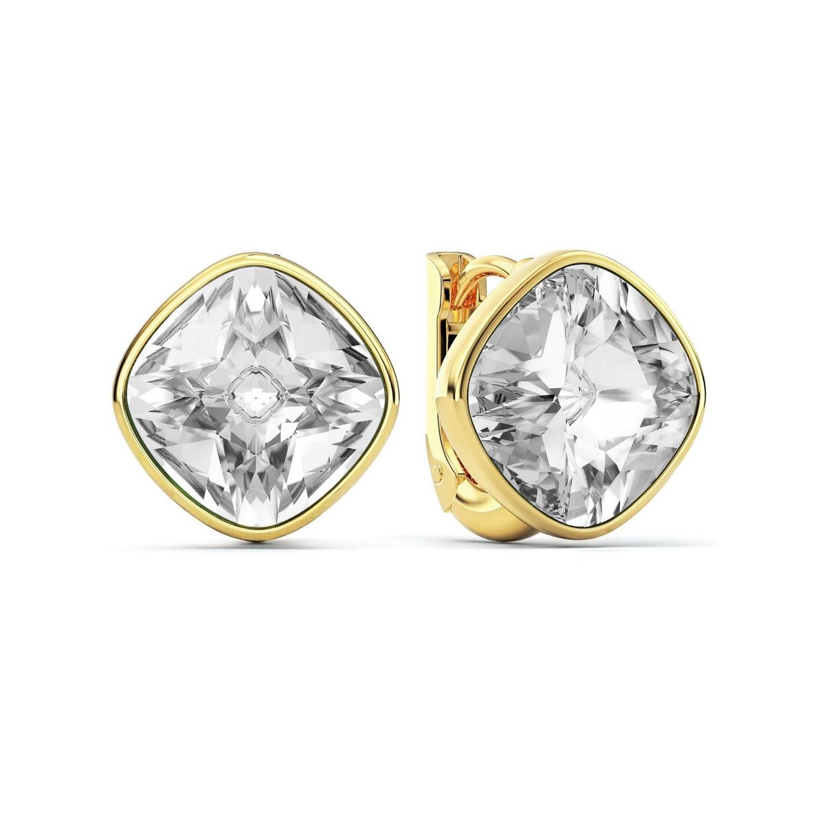 BLOOM CRYSTAL - Aros Cushion Oro 12 mm con Cristales de Austria – Aros Mujer Hipoalergénicos - Cyber Bloom