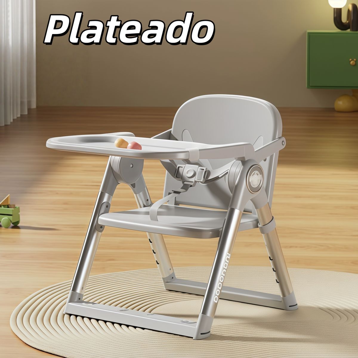 OASIS - Silla de comedor plegable para bebé Plateado