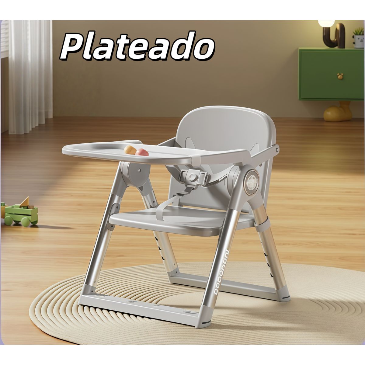 OASIS - Silla de comedor plegable para bebé Plateado