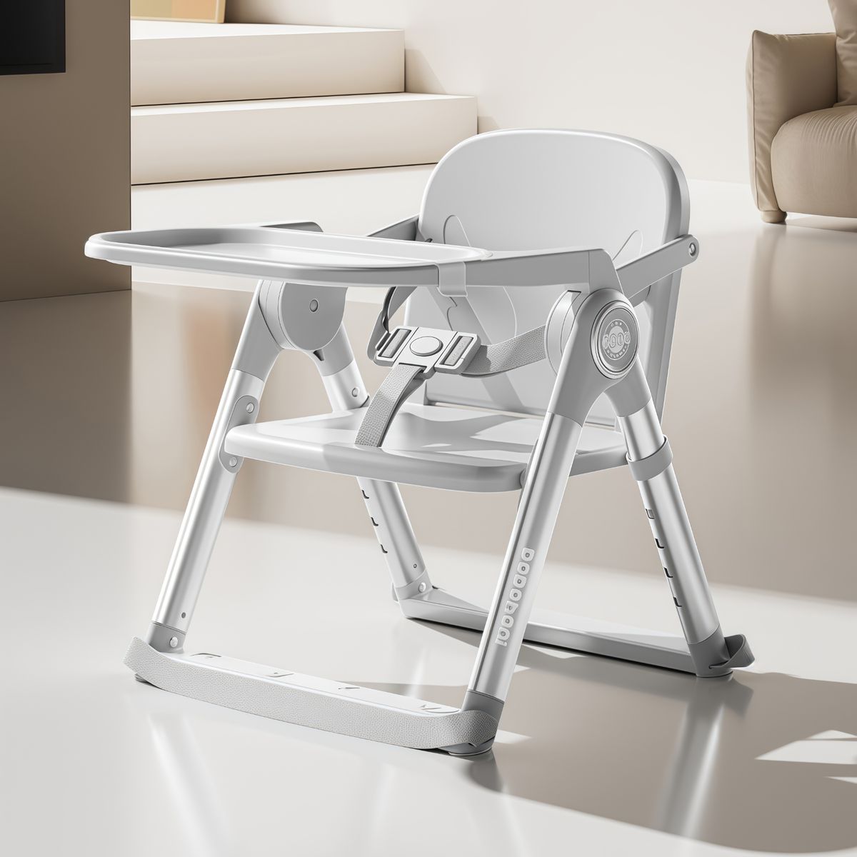 OASIS - Silla de comedor plegable para bebé Plateado